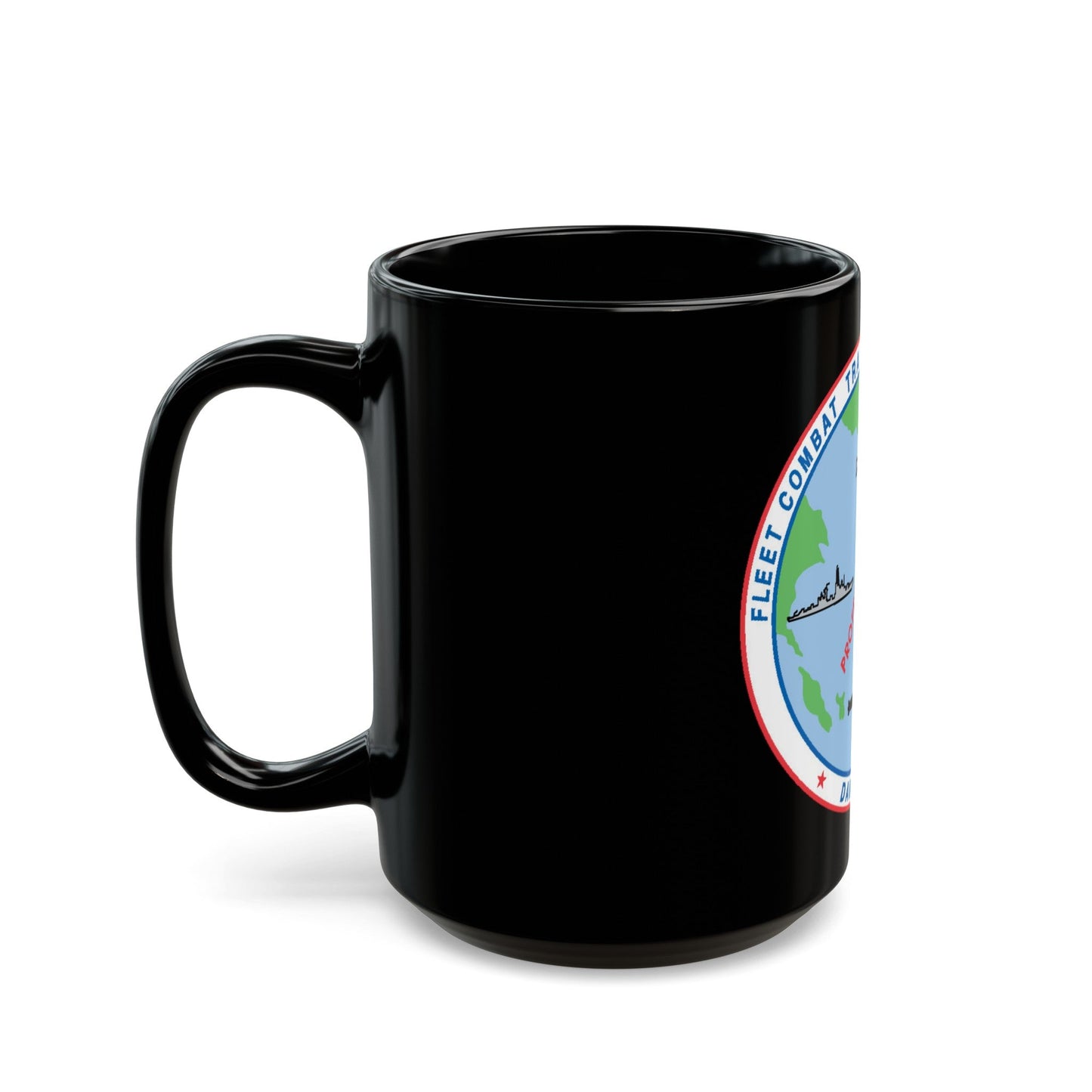 Fleet Combat Trng Ctr Atlantic Dam Neck (U.S. Navy) Black Coffee Mug-The Sticker Space