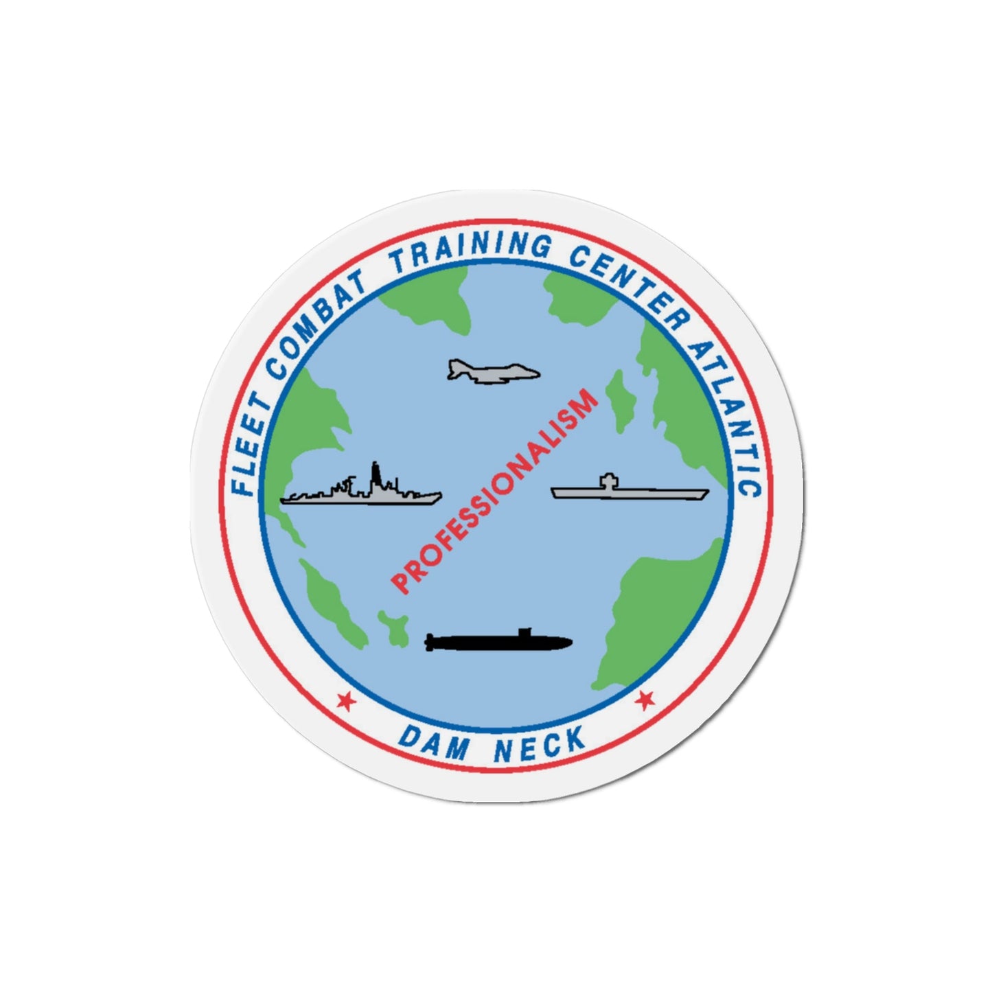 Fleet Combat Trng Ctr Atlantic Dam Neck (U.S. Navy) Die-Cut Magnet-3" x 3"-The Sticker Space