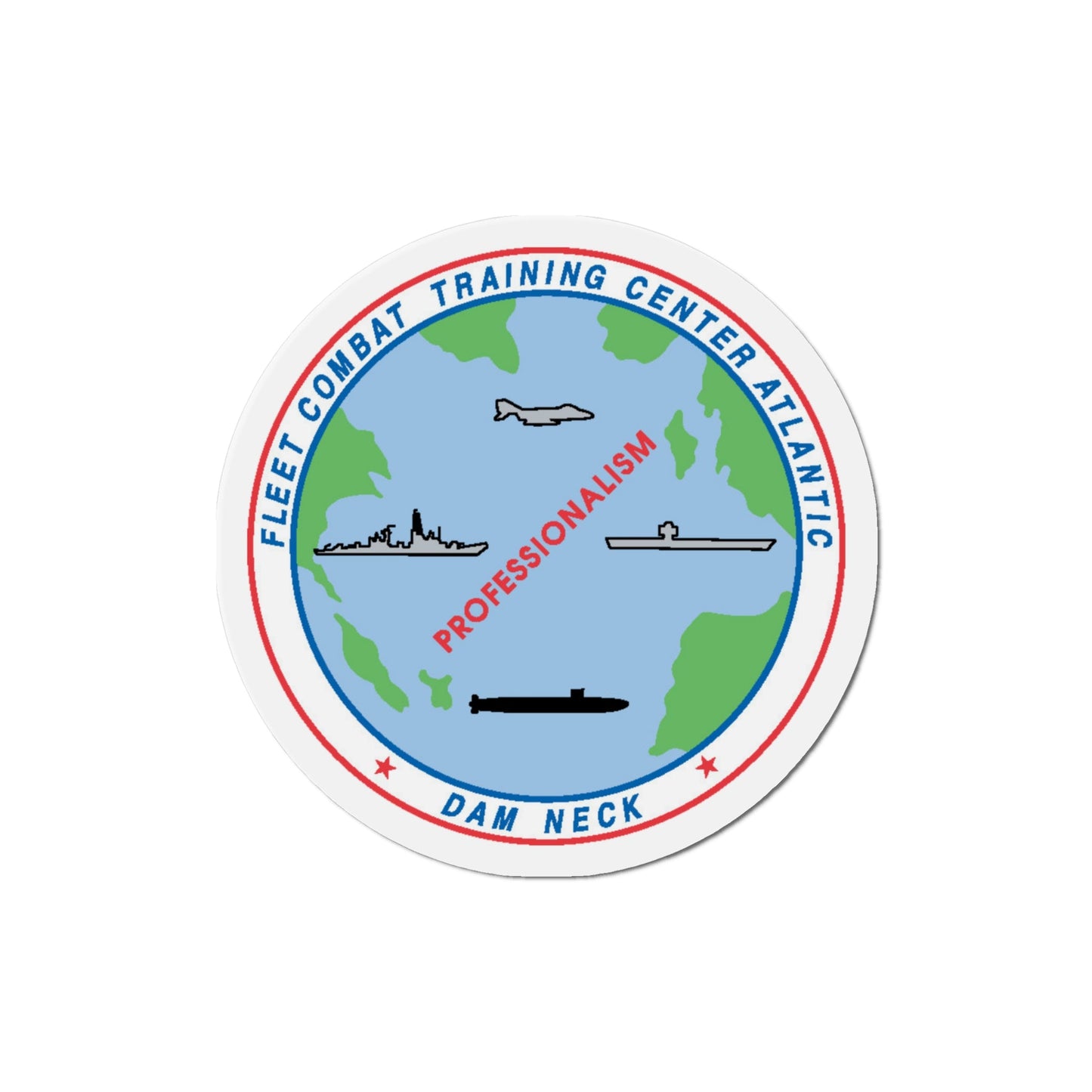 Fleet Combat Trng Ctr Atlantic Dam Neck (U.S. Navy) Die-Cut Magnet-4" x 4"-The Sticker Space