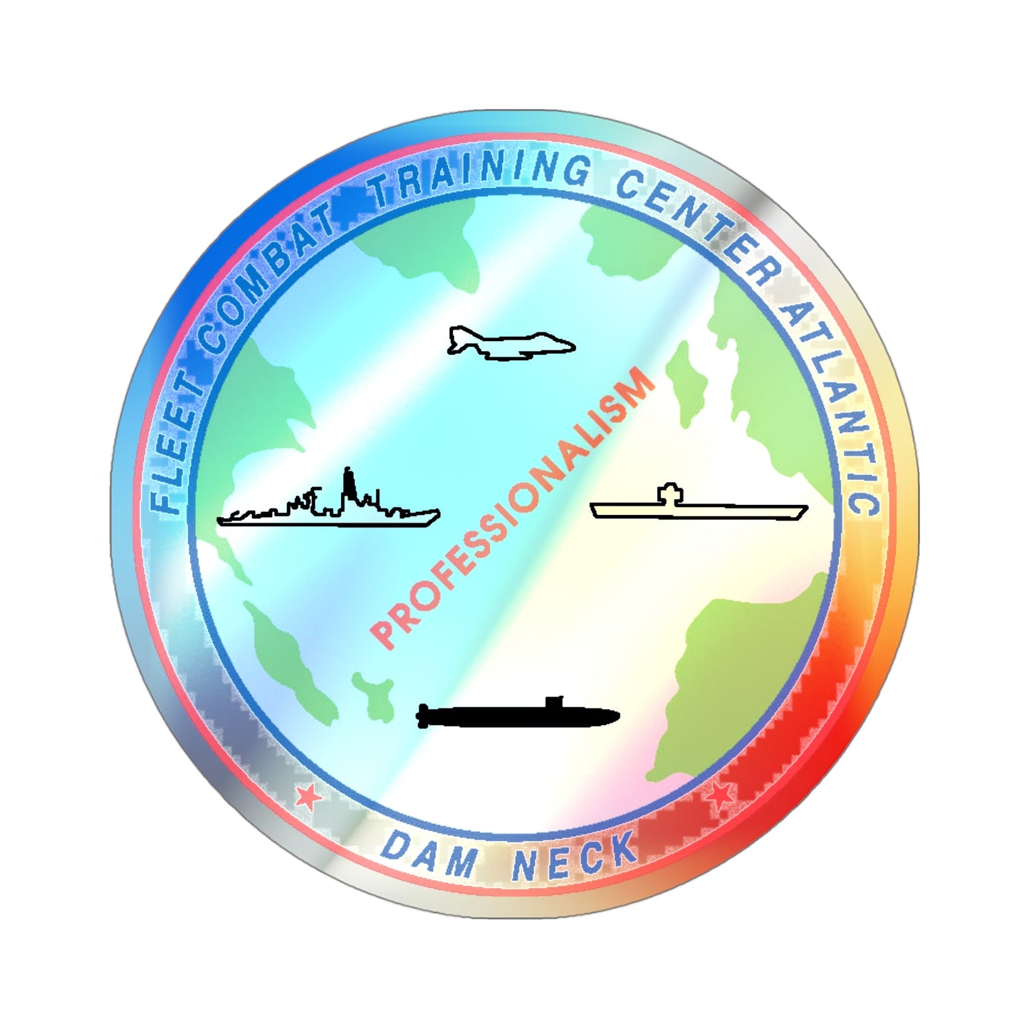 Fleet Combat Trng Ctr Atlantic Dam Neck (U.S. Navy) Holographic STICKER Die-Cut Vinyl Decal-4 Inch-The Sticker Space