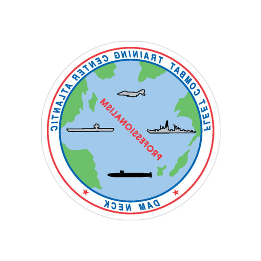 Fleet Combat Trng Ctr Atlantic Dam Neck (U.S. Navy) REVERSE PRINT Transparent STICKER-2" × 2"-The Sticker Space