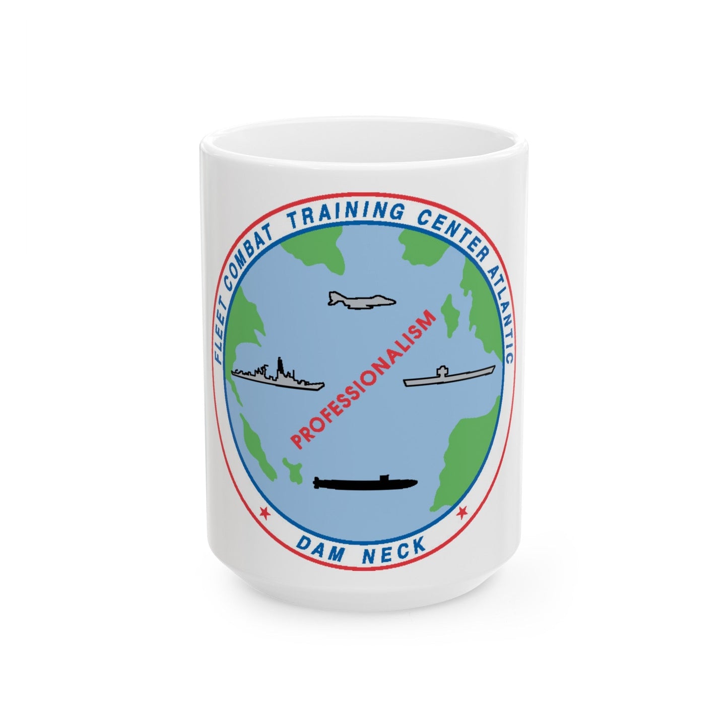 Fleet Combat Trng Ctr Atlantic Dam Neck (U.S. Navy) White Coffee Mug-15oz-The Sticker Space