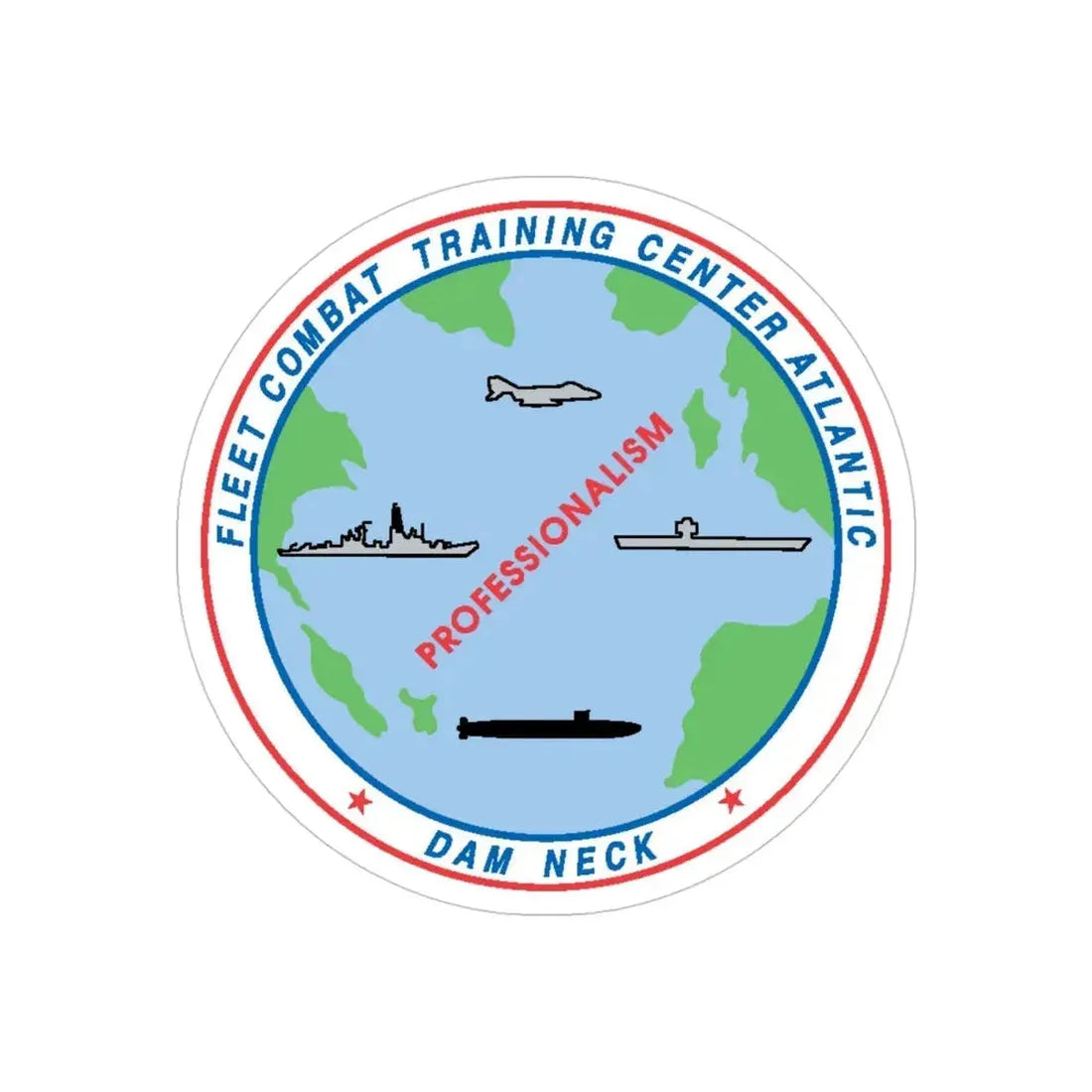 Fleet Combat Trng Ctr Atlantic Dam Neck (U.S. Navy) Transparent STICKER Die-Cut Vinyl Decal 4 Inch Transparent - The Sticker Space