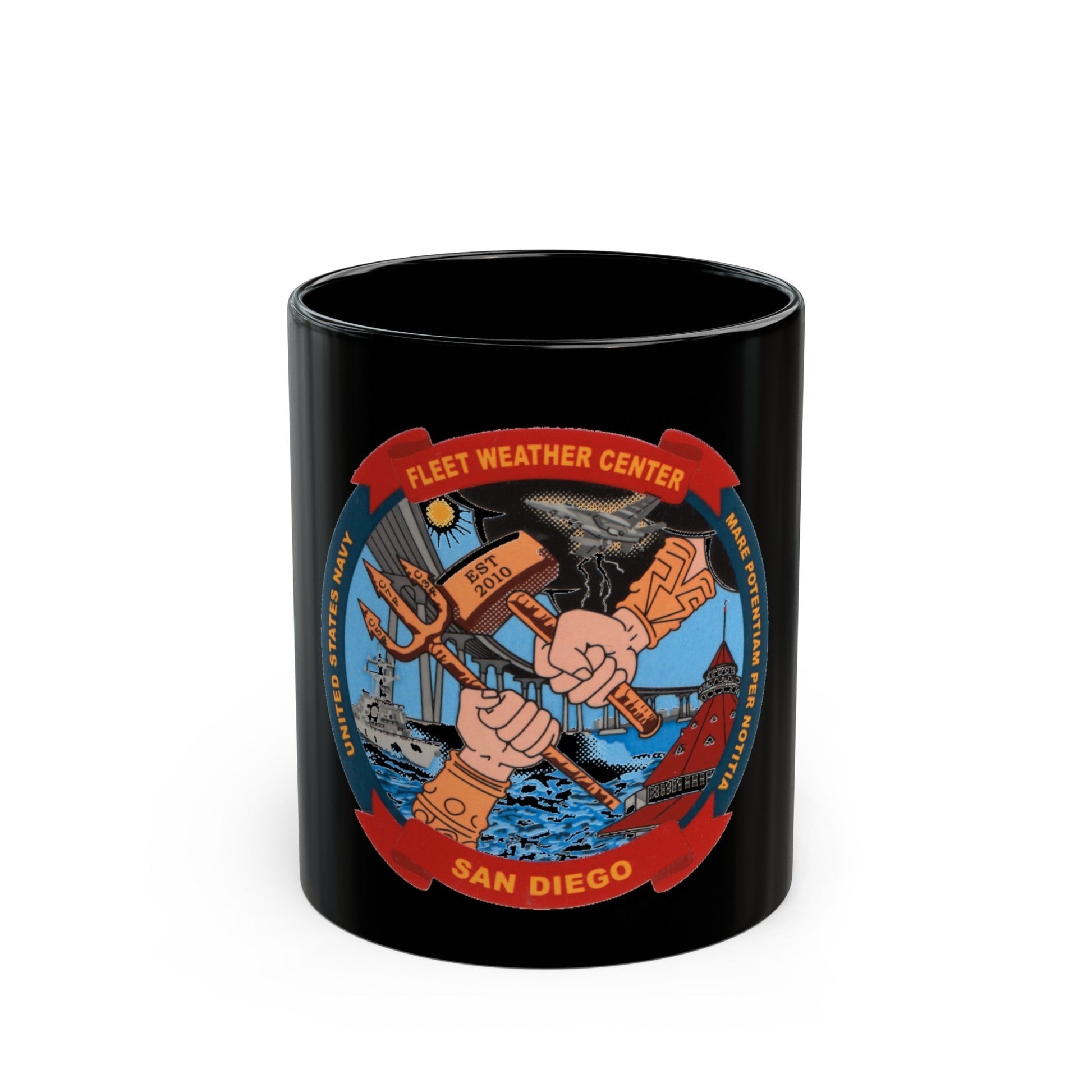 Fleet Weather Center San Diego (U.S. Navy) Black Coffee Mug-11oz-The Sticker Space