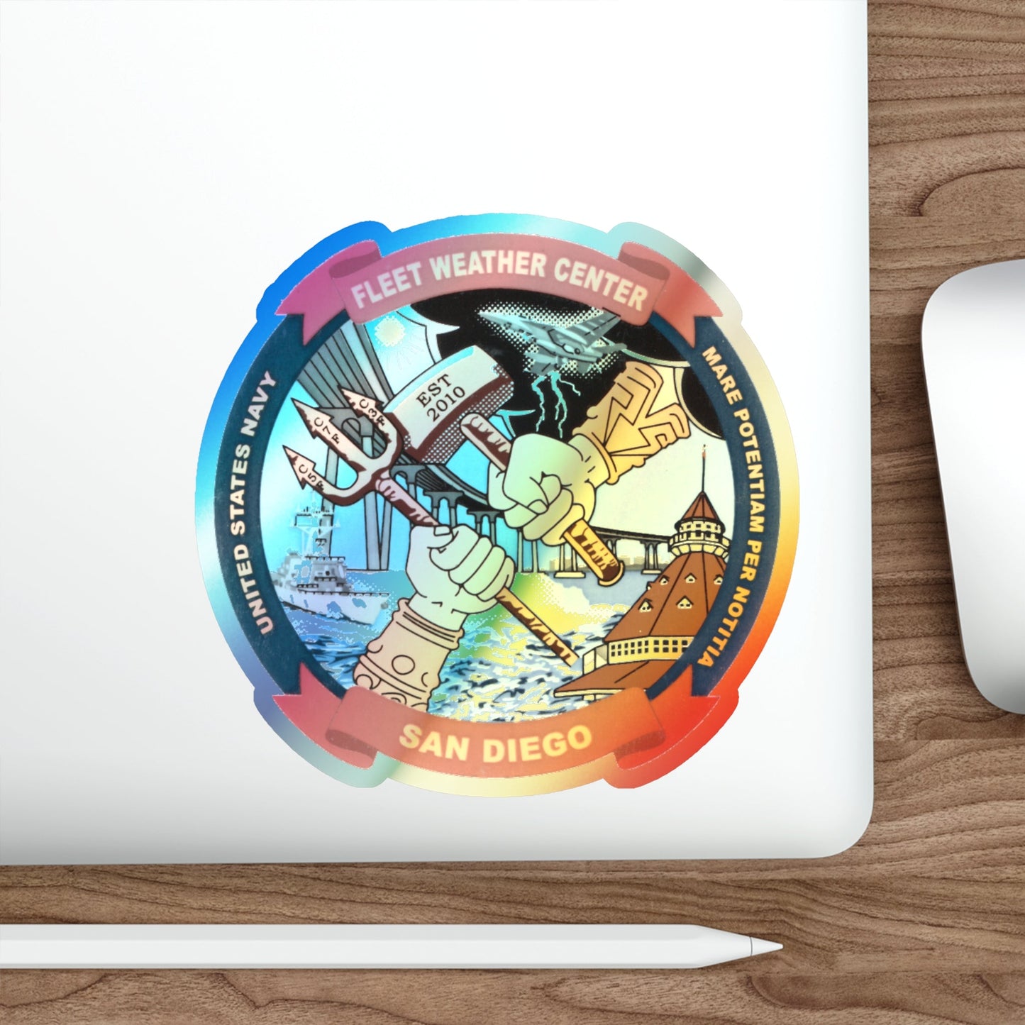 Fleet Weather Center San Diego (U.S. Navy) Holographic STICKER Die-Cut Vinyl Decal-The Sticker Space