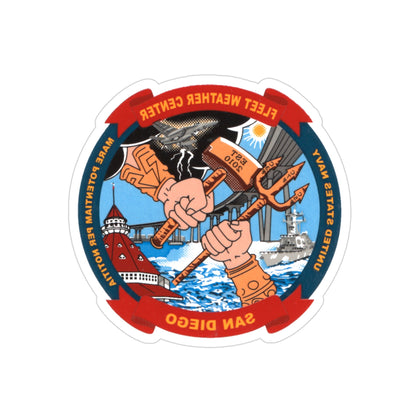 Fleet Weather Center San Diego (U.S. Navy) REVERSE PRINT Transparent STICKER-3" × 3"-The Sticker Space