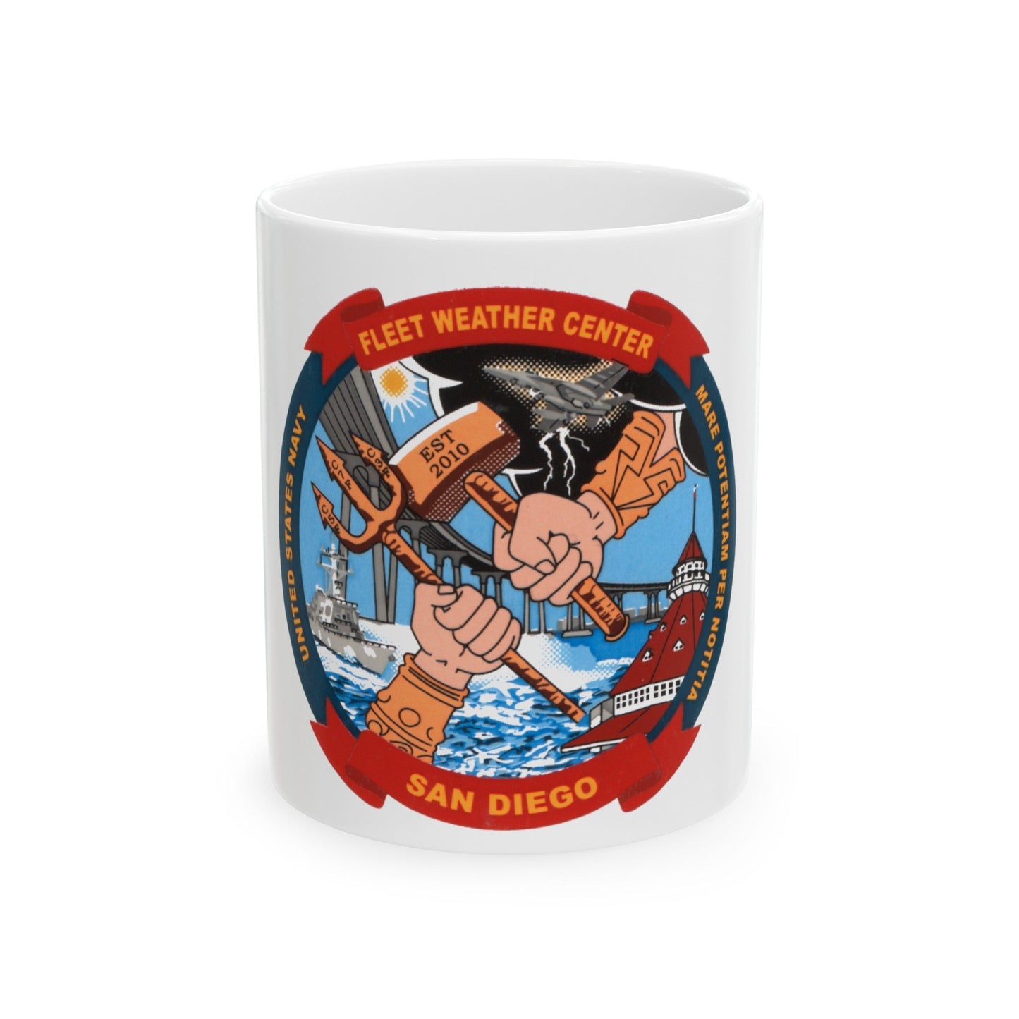 Fleet Weather Center San Diego (U.S. Navy) White Coffee Mug-11oz-The Sticker Space