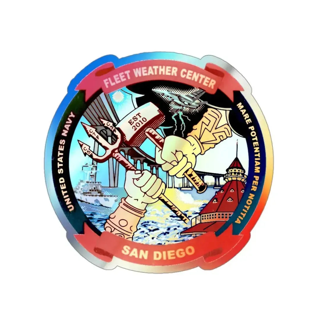 Fleet Weather Center San Diego (U.S. Navy) Holographic STICKER Die-Cut Vinyl Decal 3 Inch Holographic - The Sticker Space