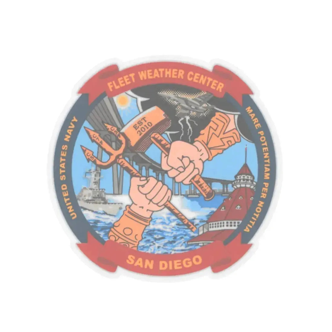 Fleet Weather Center San Diego (U.S. Navy) STICKER Vinyl Kiss-Cut Decal 2 Inch Transparent - The Sticker Space