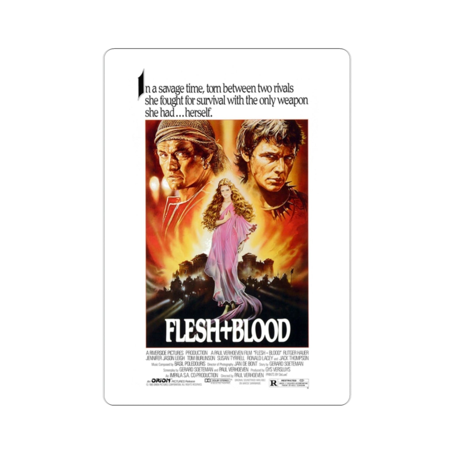 Flesh & Blood 1985 Movie Poster STICKER Vinyl Die-Cut Decal-2 Inch-The Sticker Space