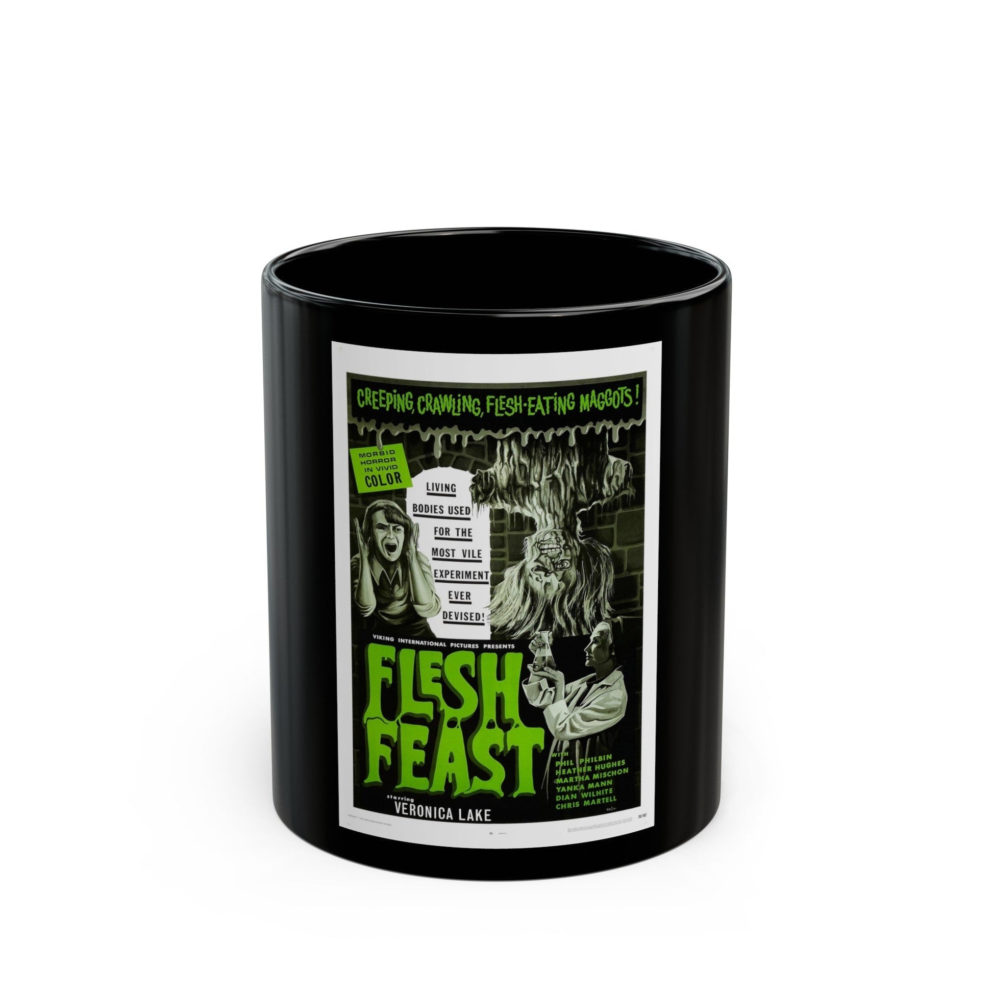 FLESH FEAST 1970 Movie Poster - Black Coffee Mug-11oz-The Sticker Space