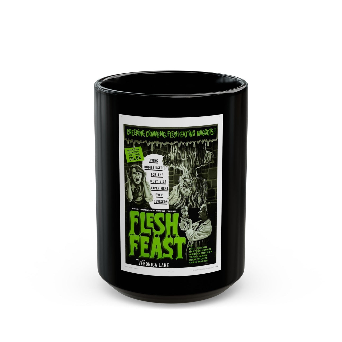 FLESH FEAST 1970 Movie Poster - Black Coffee Mug-15oz-The Sticker Space