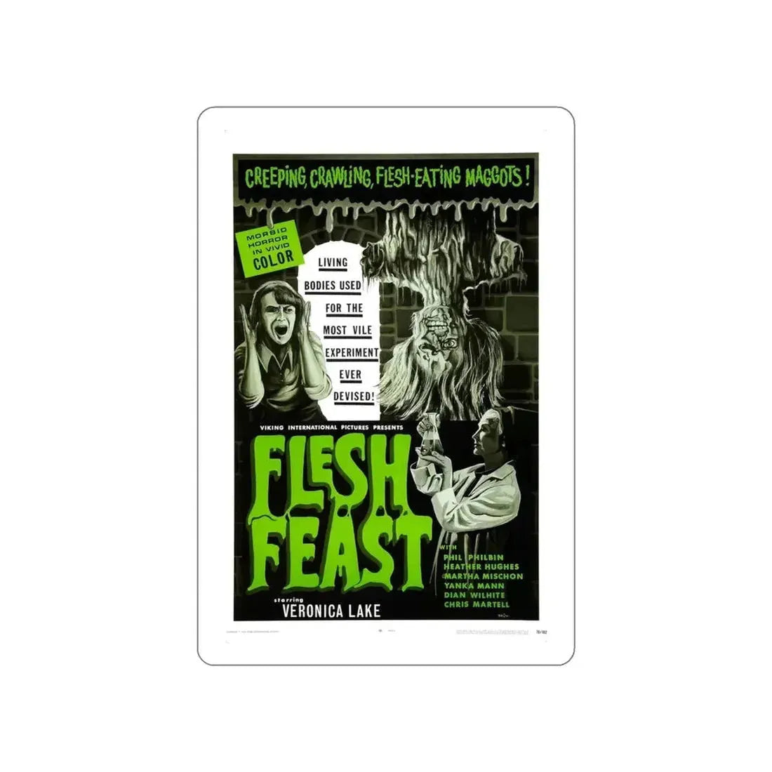 FLESH FEAST 1970 Movie Poster STICKER Vinyl Die-Cut Decal - The Sticker Space