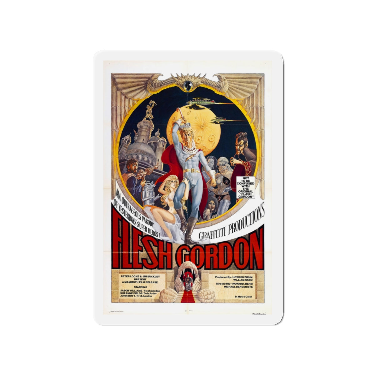 FLESH GORDON 1974 Movie Poster - Die-Cut Magnet-3" x 3"-The Sticker Space