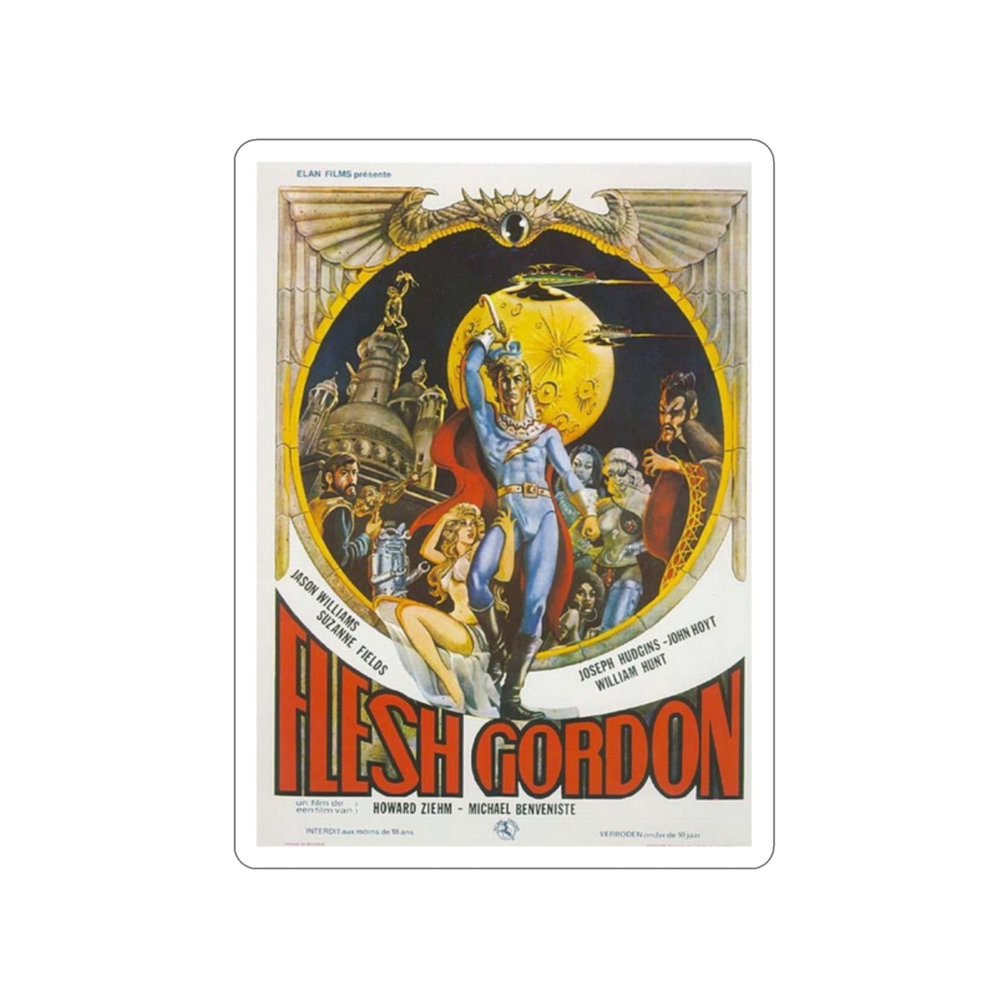 FLESH GORDON (2) 1974 Movie Poster STICKER Vinyl Die-Cut Decal-2 Inch-The Sticker Space