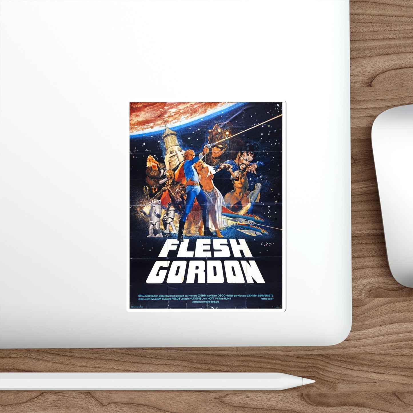 FLESH GORDON (3) 1974 Movie Poster STICKER Vinyl Die-Cut Decal-The Sticker Space