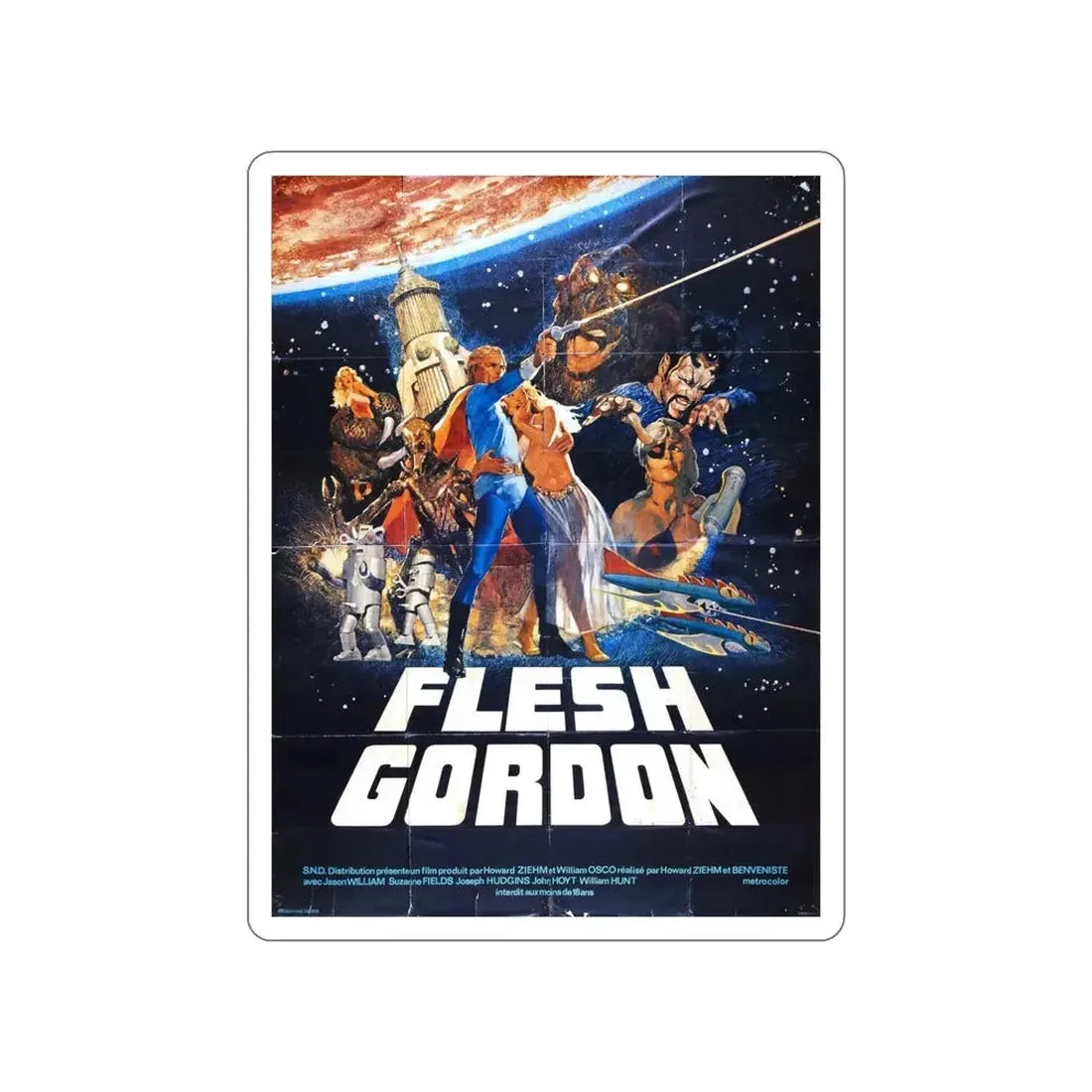 FLESH GORDON (3) 1974 Movie Poster STICKER Vinyl Die-Cut Decal - The Sticker Space