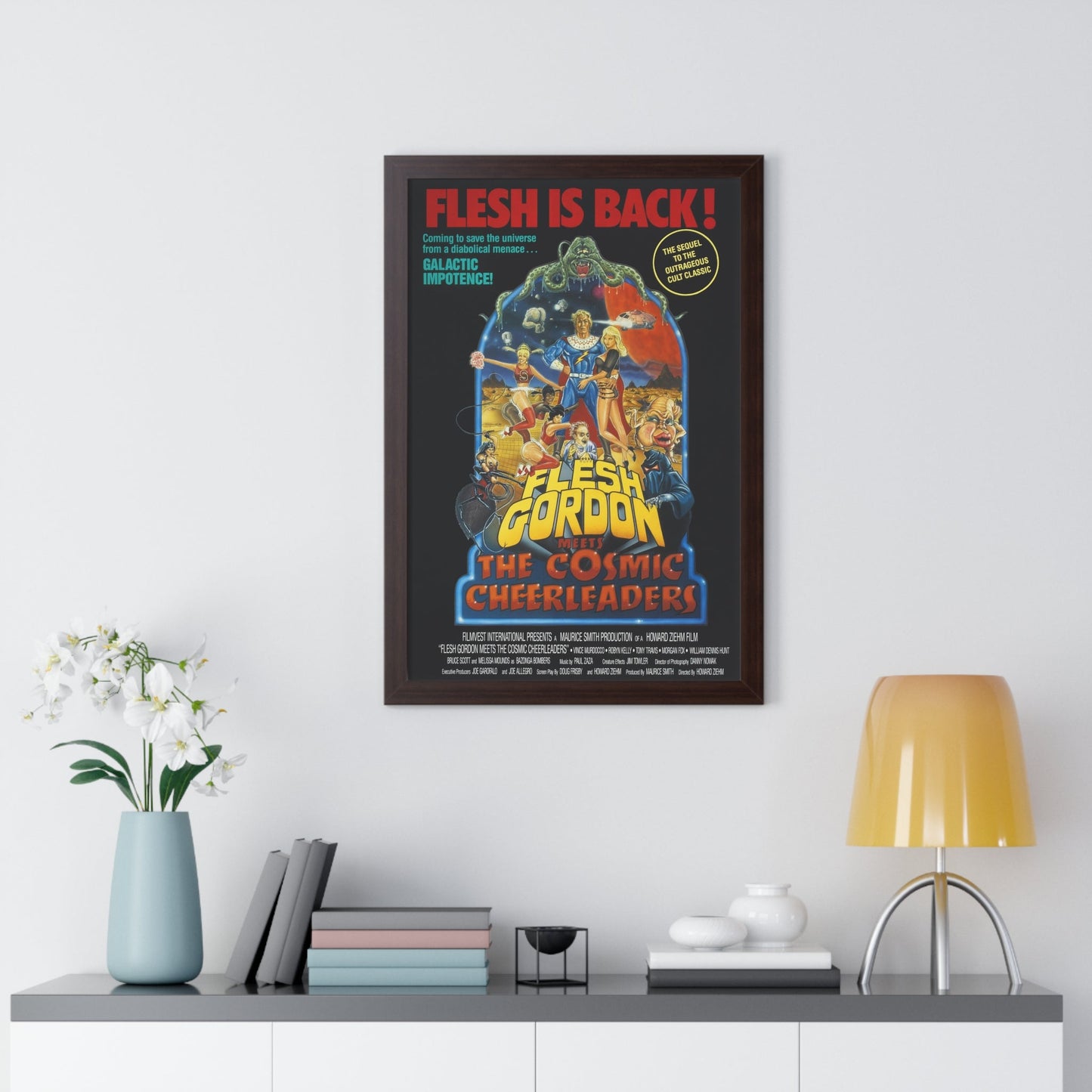 FLESH GORDON MEETS THE COSMIC CHEERLEADERS 1990 - Framed Movie Poster-The Sticker Space