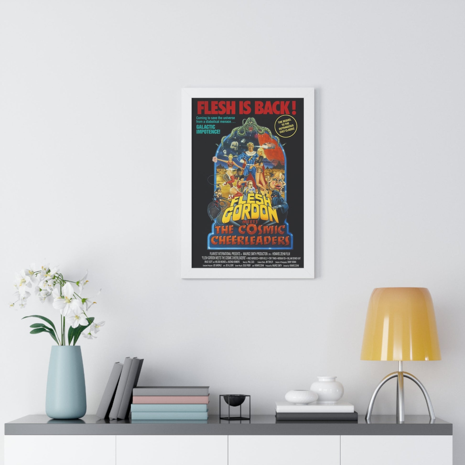 FLESH GORDON MEETS THE COSMIC CHEERLEADERS 1990 - Framed Movie Poster-The Sticker Space