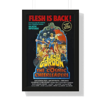 FLESH GORDON MEETS THE COSMIC CHEERLEADERS 1990 - Framed Movie Poster 16″ x 24″ Black - The Sticker Space