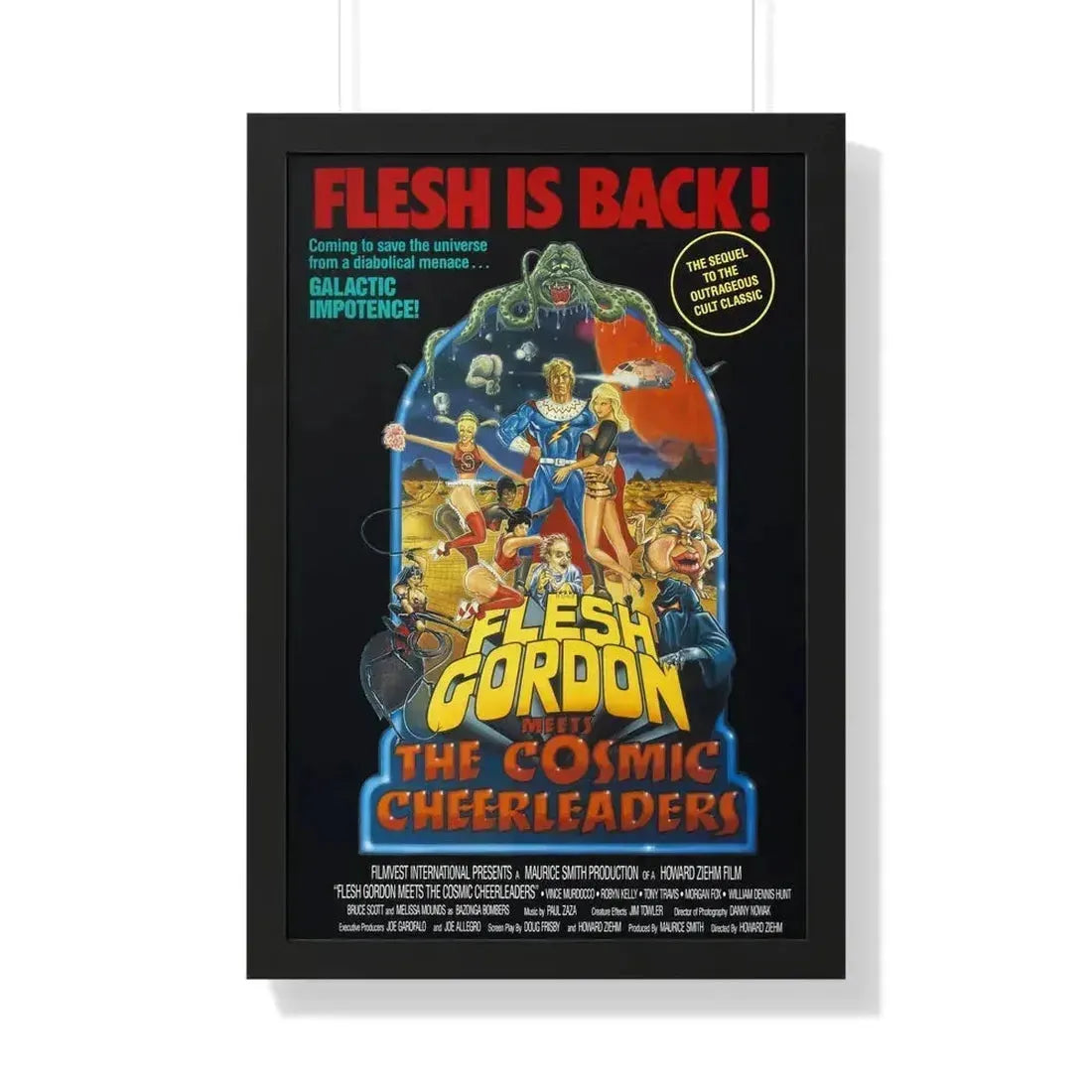 FLESH GORDON MEETS THE COSMIC CHEERLEADERS 1990 - Framed Movie Poster 20" x 30" Black - The Sticker Space