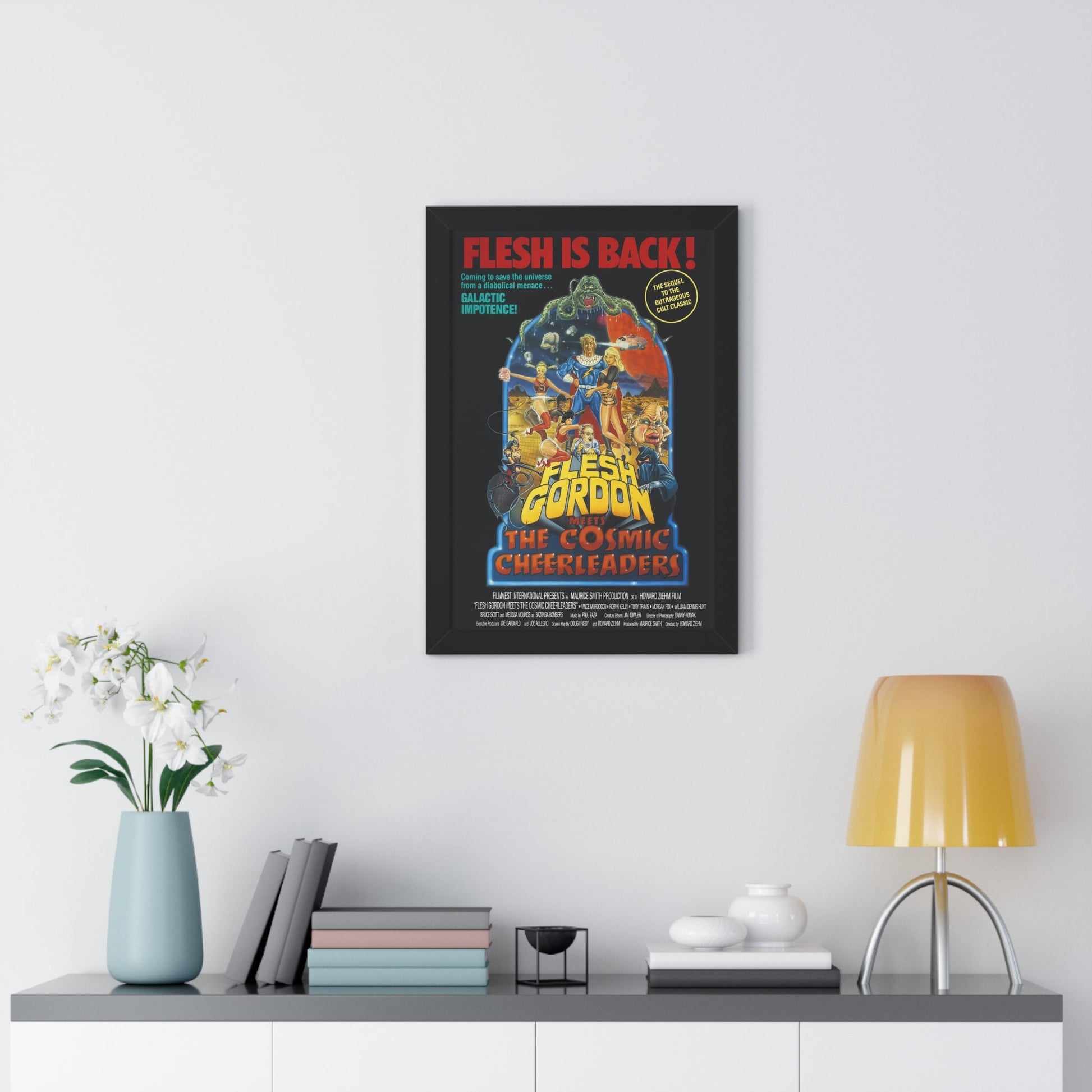 FLESH GORDON MEETS THE COSMIC CHEERLEADERS 1990 - Framed Movie Poster-The Sticker Space