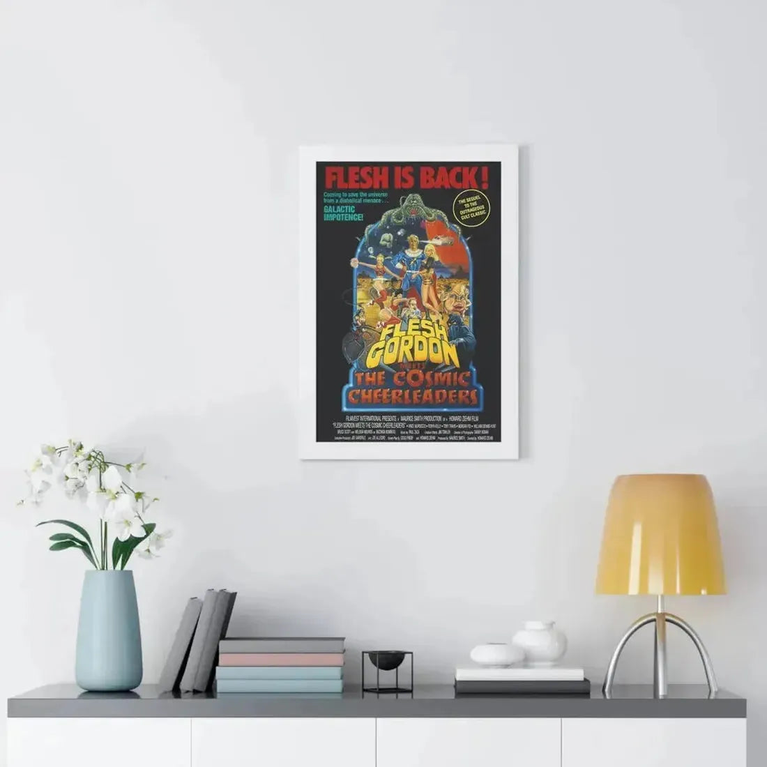 FLESH GORDON MEETS THE COSMIC CHEERLEADERS 1990 - Framed Movie Poster - The Sticker Space