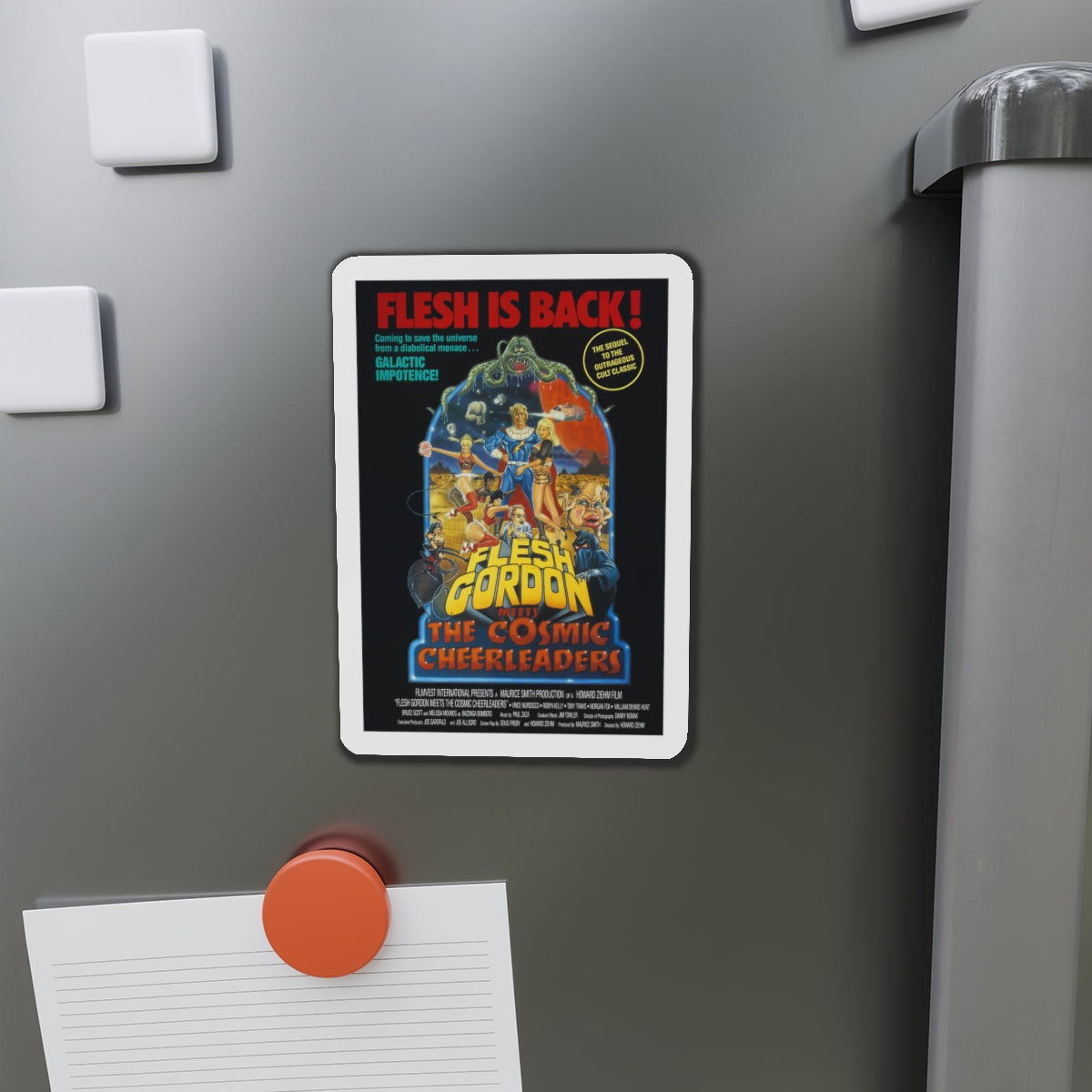 FLESH GORDON MEETS THE COSMIC CHEERLEADERS 1990 Movie Poster - Die-Cut Magnet-The Sticker Space