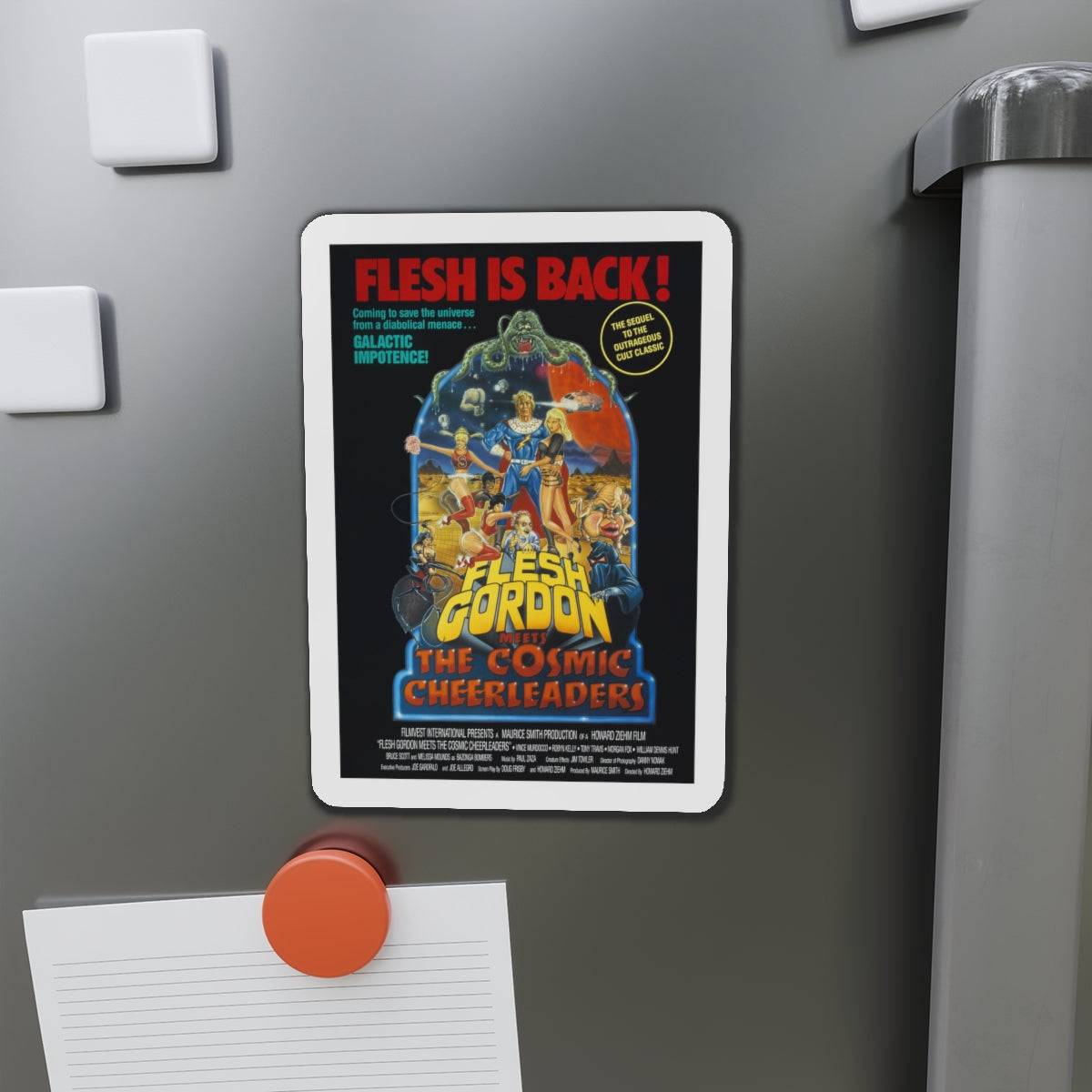 FLESH GORDON MEETS THE COSMIC CHEERLEADERS 1990 Movie Poster - Die-Cut Magnet-The Sticker Space