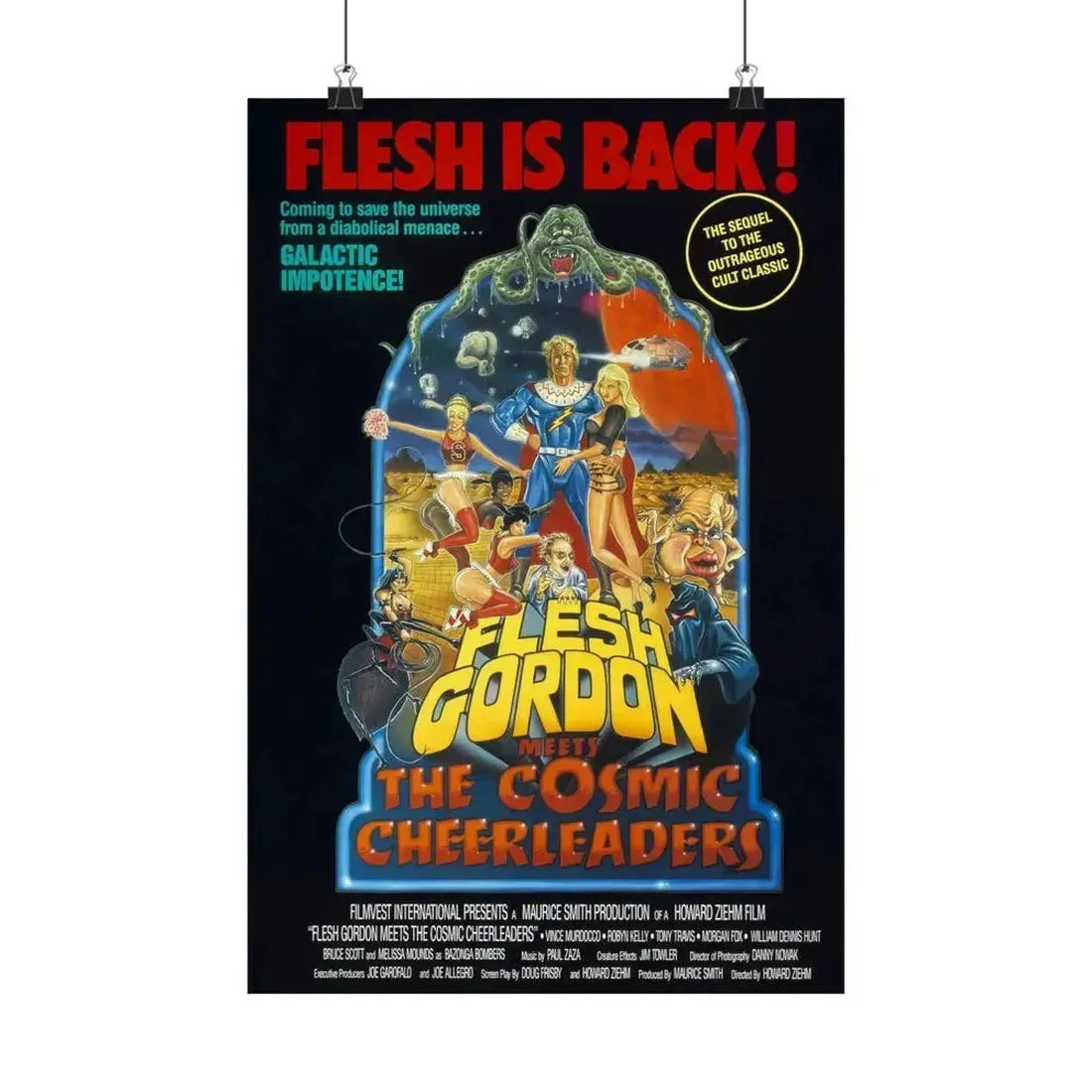 FLESH GORDON MEETS THE COSMIC CHEERLEADERS 1990 - Paper Movie Poster 12″ x 18″ Matte - The Sticker Space