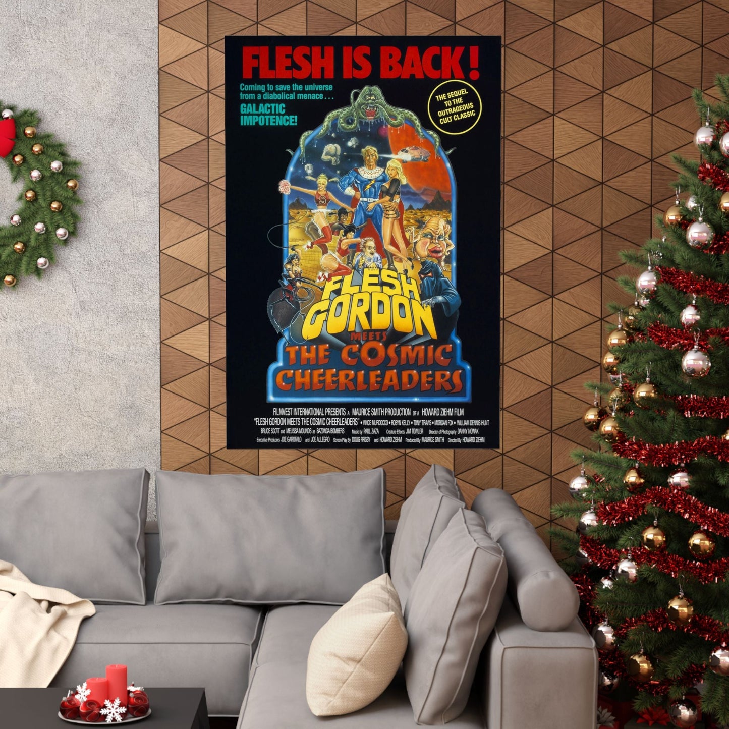 FLESH GORDON MEETS THE COSMIC CHEERLEADERS 1990 - Paper Movie Poster-The Sticker Space