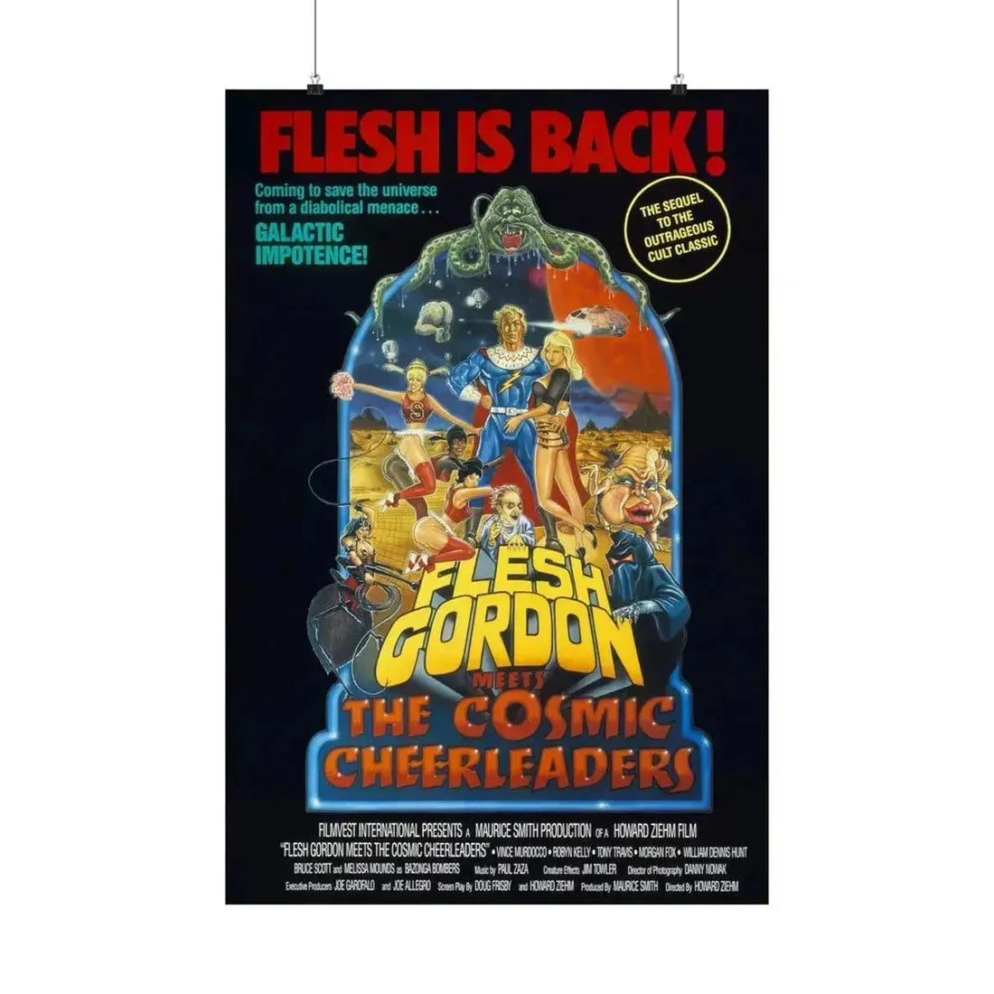 FLESH GORDON MEETS THE COSMIC CHEERLEADERS 1990 - Paper Movie Poster 24″ x 36″ Matte - The Sticker Space