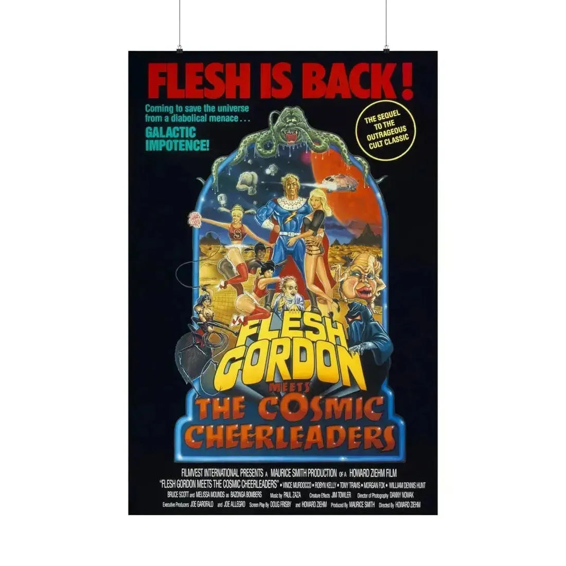 FLESH GORDON MEETS THE COSMIC CHEERLEADERS 1990 - Paper Movie Poster 36" x 54" Matte - The Sticker Space