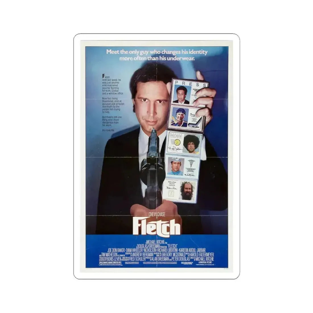 Fletch 1985 Movie Poster - STICKER Vinyl Kiss-Cut Decal 6 Inch White - The Sticker Space