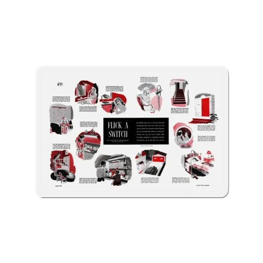 Flick a Switch, Woman's Home Companion, January 1948 (Magazine Illustration) Refrigerator Magnet 2 Inch Die-Cut - The Sticker Space