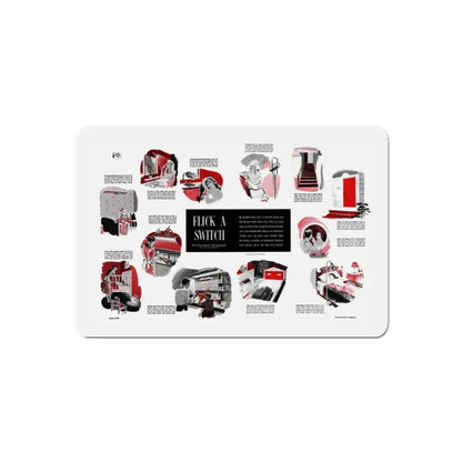 Flick a Switch, Woman's Home Companion, January 1948 (Magazine Illustration) Refrigerator Magnet 5 Inch Die-Cut - The Sticker Space