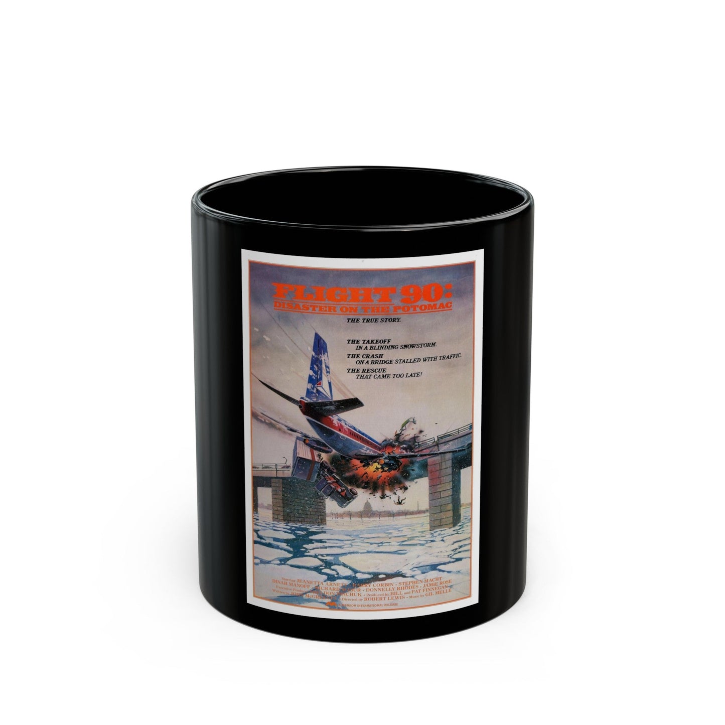 FLIGHT 90 1984 Movie Poster - Black Coffee Mug-11oz-The Sticker Space