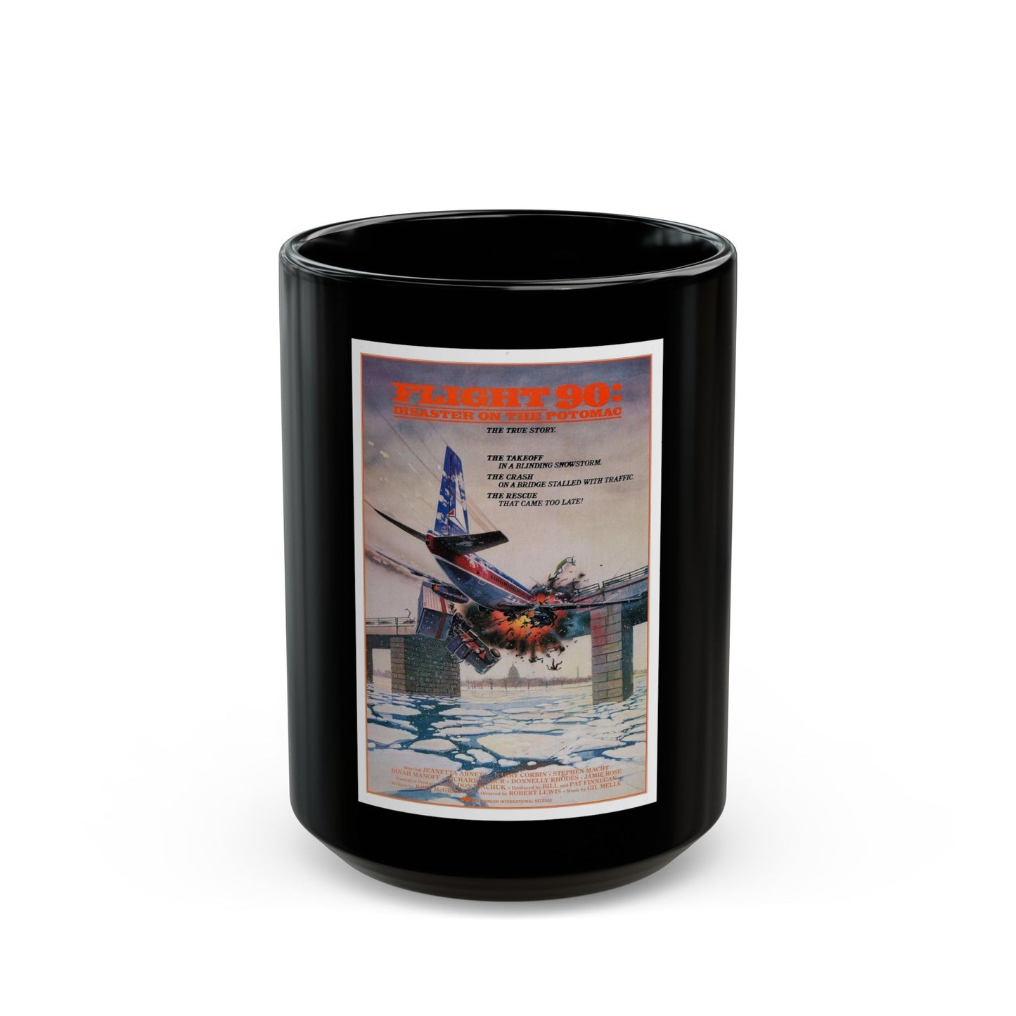 FLIGHT 90 1984 Movie Poster - Black Coffee Mug-15oz-The Sticker Space