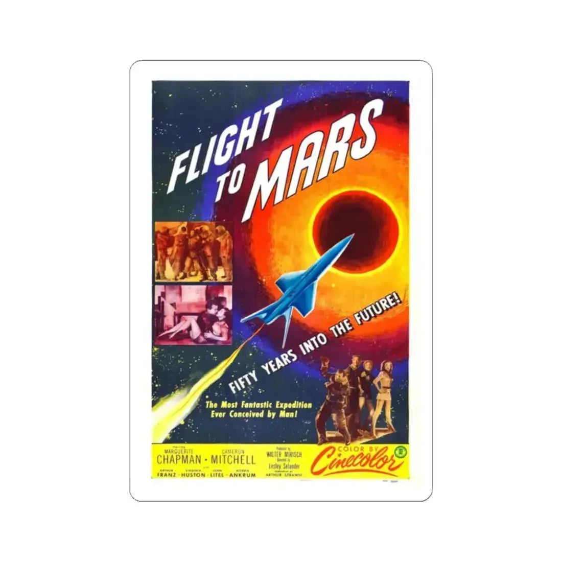 FLIGHT TO MARS 1951 Movie Poster - STICKER Vinyl Kiss-Cut Decal 2 Inch White - The Sticker Space