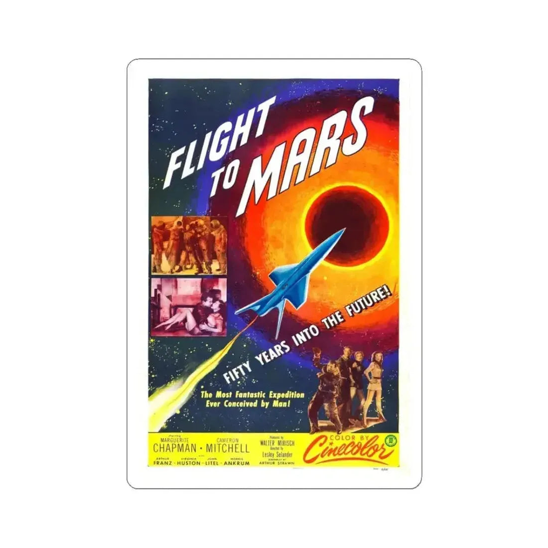 FLIGHT TO MARS 1951 Movie Poster - STICKER Vinyl Kiss-Cut Decal 3 Inch White - The Sticker Space