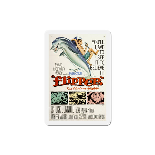 Flipper 1963 Movie Poster Die-Cut Magnet-3 Inch-The Sticker Space