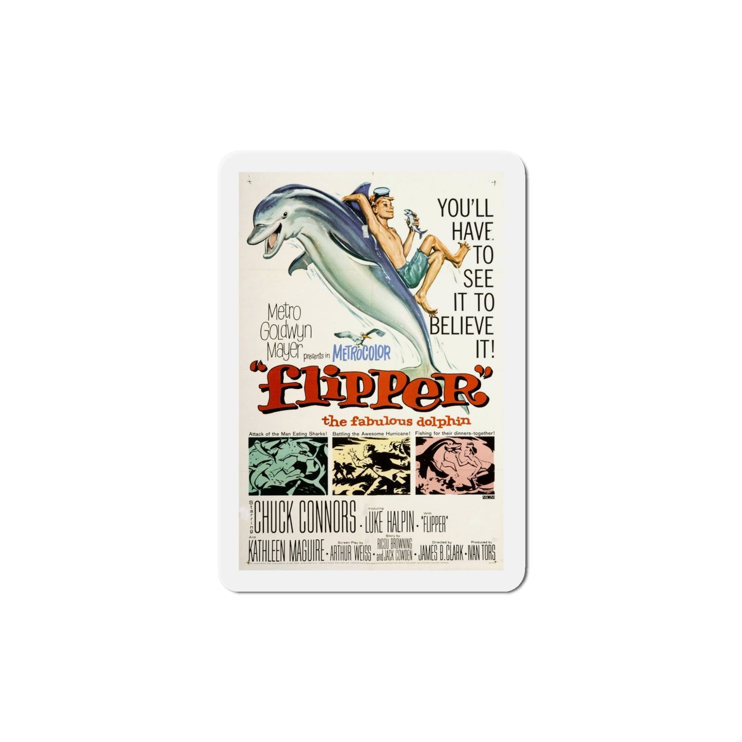 Flipper 1963 Movie Poster Die-Cut Magnet-5 Inch-The Sticker Space