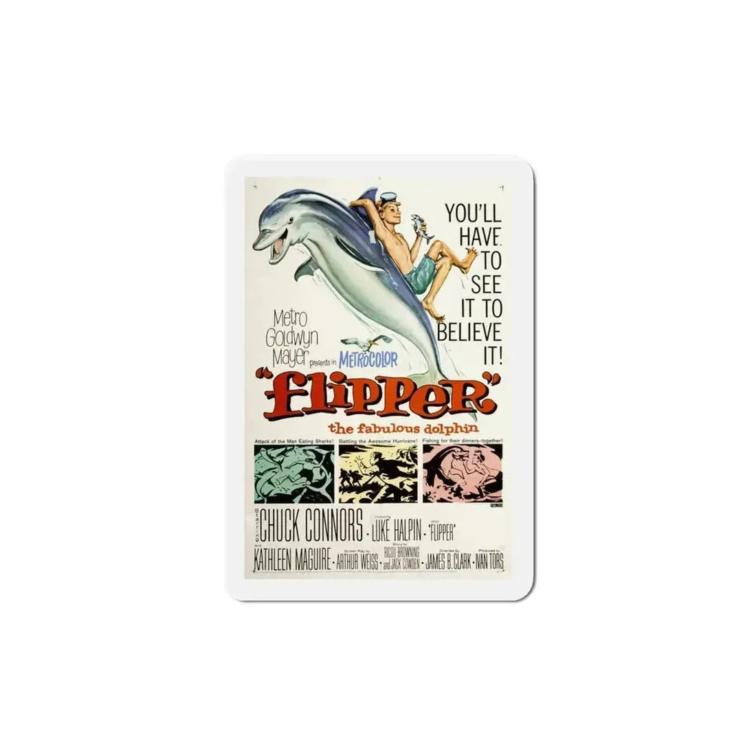 Flipper 1963 Movie Poster Refrigerator Magnet 6 Inch - The Sticker Space