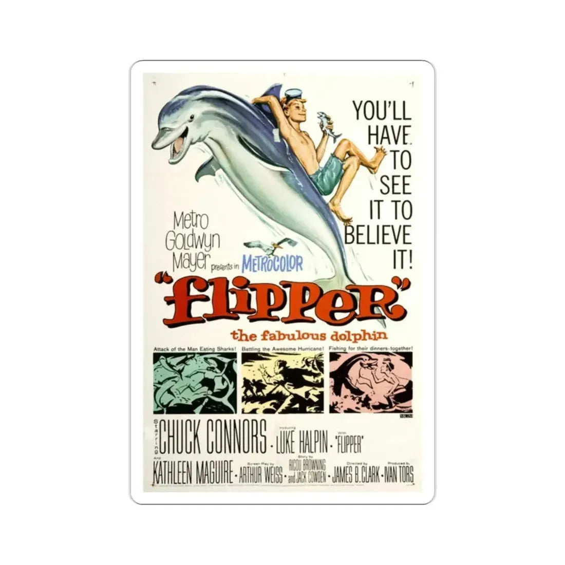 Flipper 1963 Movie Poster STICKER Vinyl Die-Cut Decal - The Sticker Space