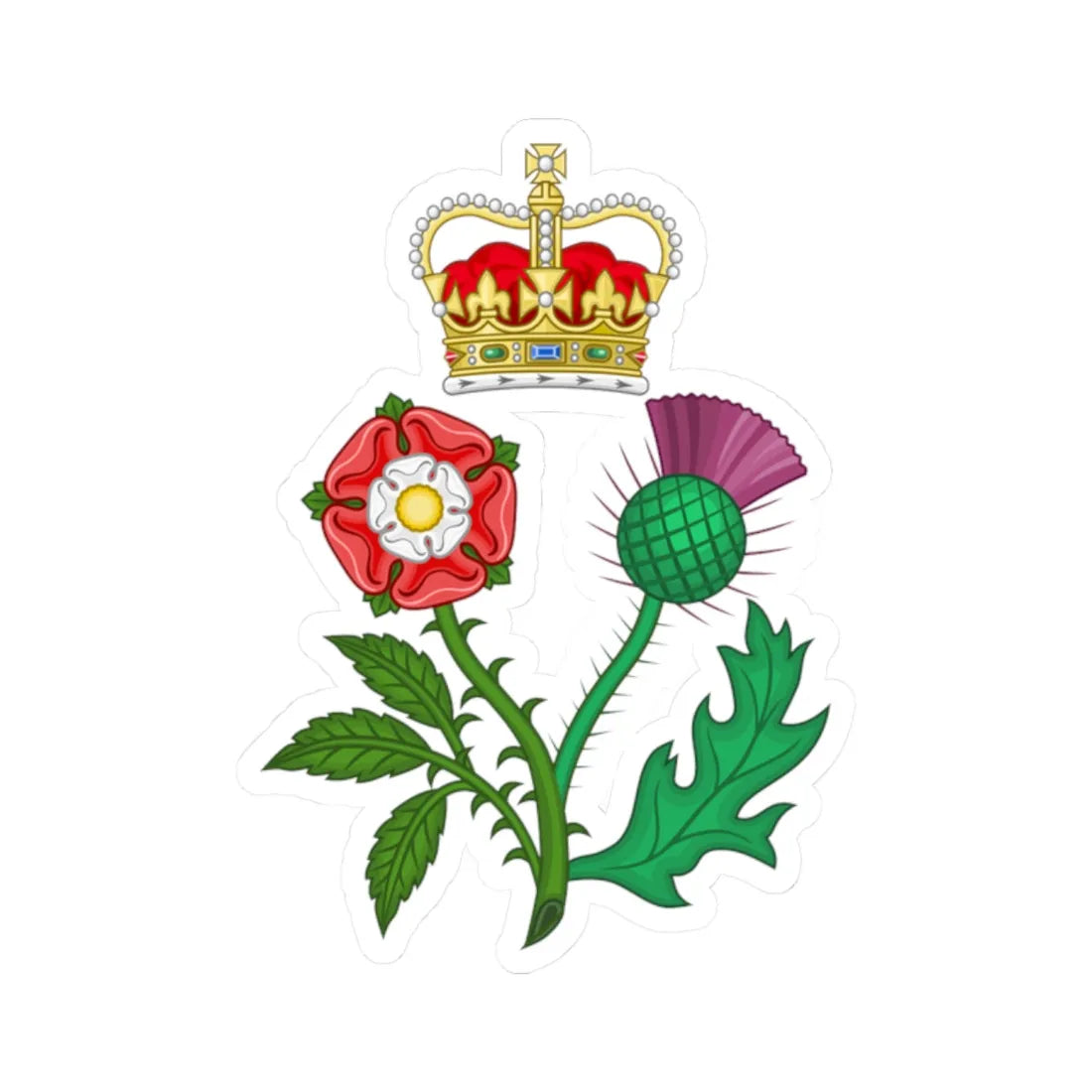 Floral Badge of Great Britain (United Kingdom) (Coat of Arms) STICKER Vinyl Kiss-Cut Decal 2 Inch White - The Sticker Space