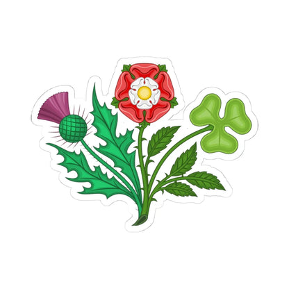 Floral Badges of the United Kingdom (United Kingdom) (Coat of Arms) STICKER Vinyl Kiss-Cut Decal 4 Inch White - The Sticker Space