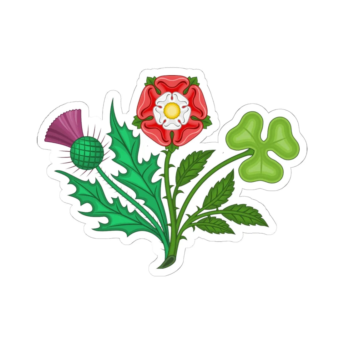 Floral Badges of the United Kingdom (United Kingdom) (Coat of Arms) STICKER Vinyl Kiss-Cut Decal 6 Inch White - The Sticker Space