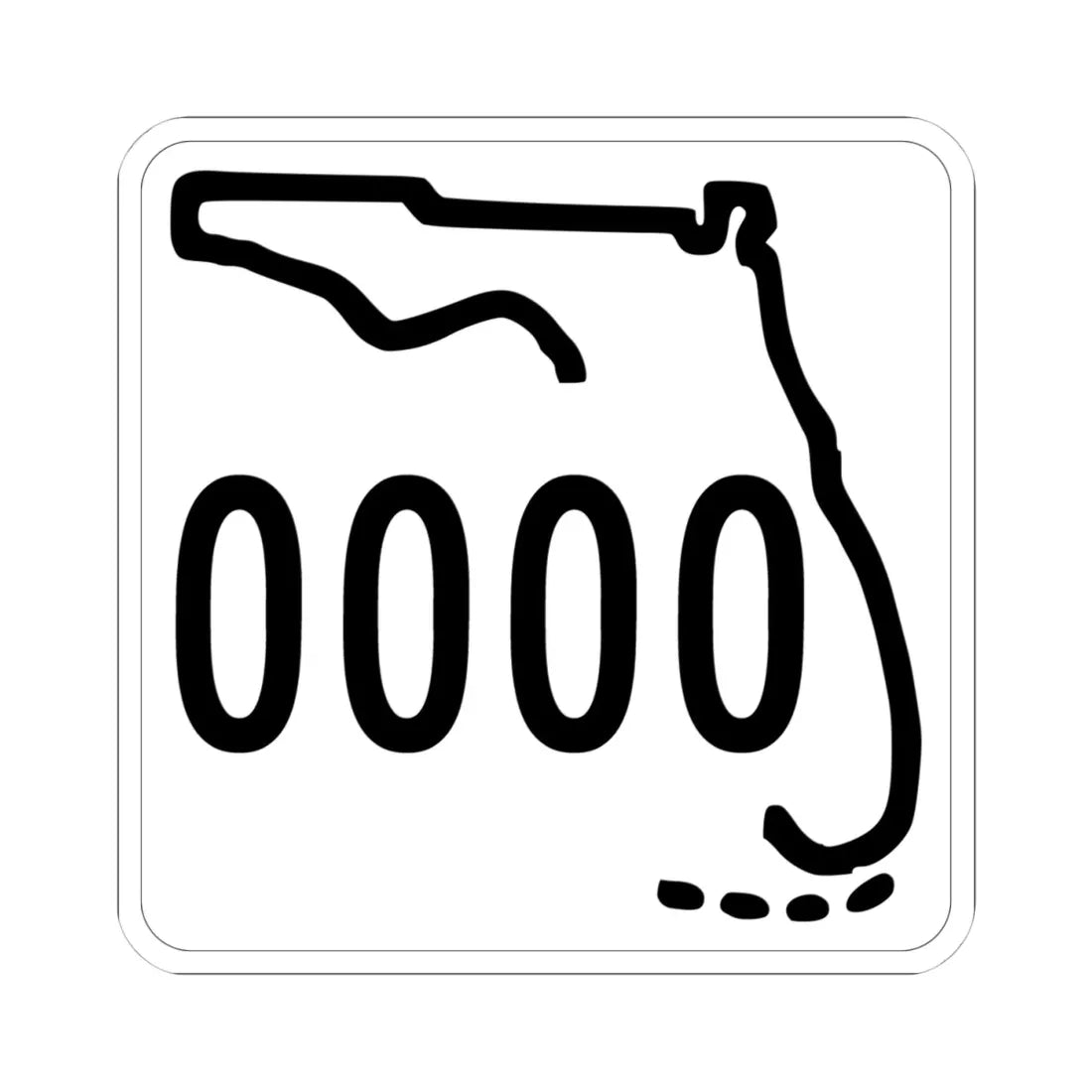 Florida 0000 1955 template (Florida) (Road Sign) STICKER Vinyl Kiss-Cut Decal 4 Inch White - The Sticker Space