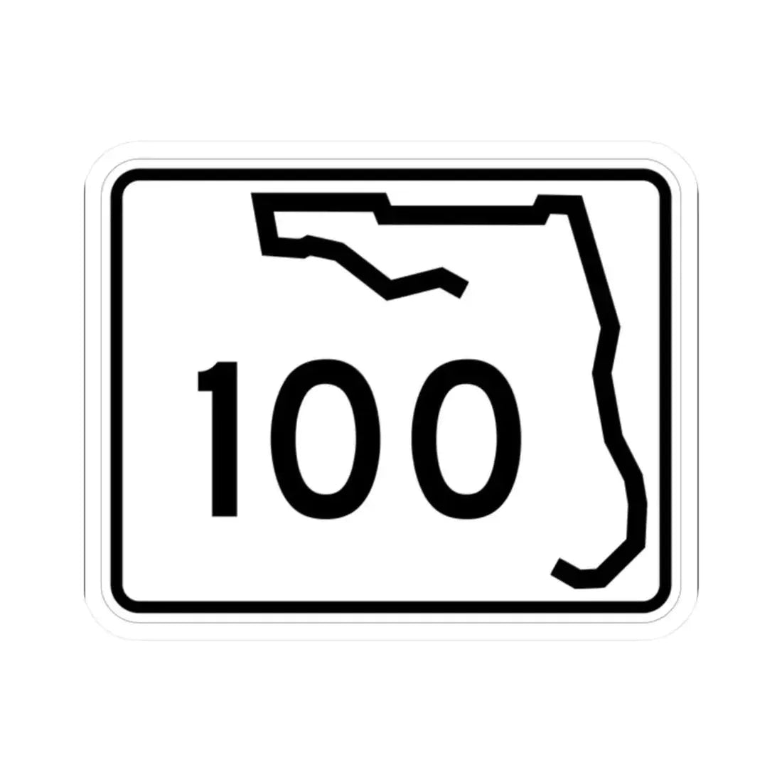 Florida 100 (Florida) (Road Sign) STICKER Vinyl Kiss-Cut Decal 2 Inch White - The Sticker Space