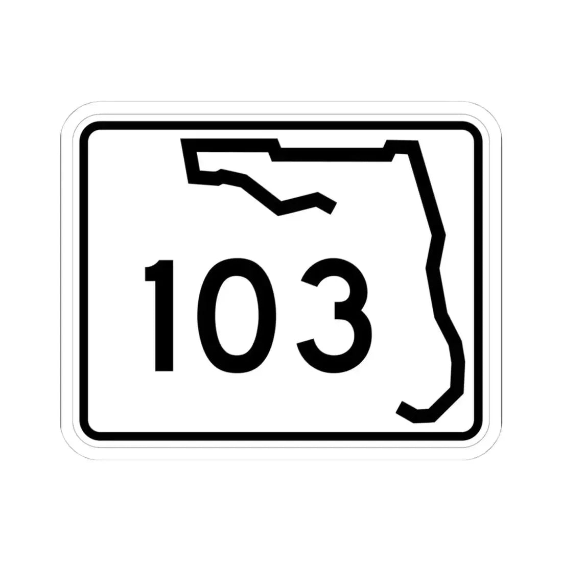 Florida 103 (Florida) (Road Sign) STICKER Vinyl Kiss-Cut Decal 4 Inch White - The Sticker Space